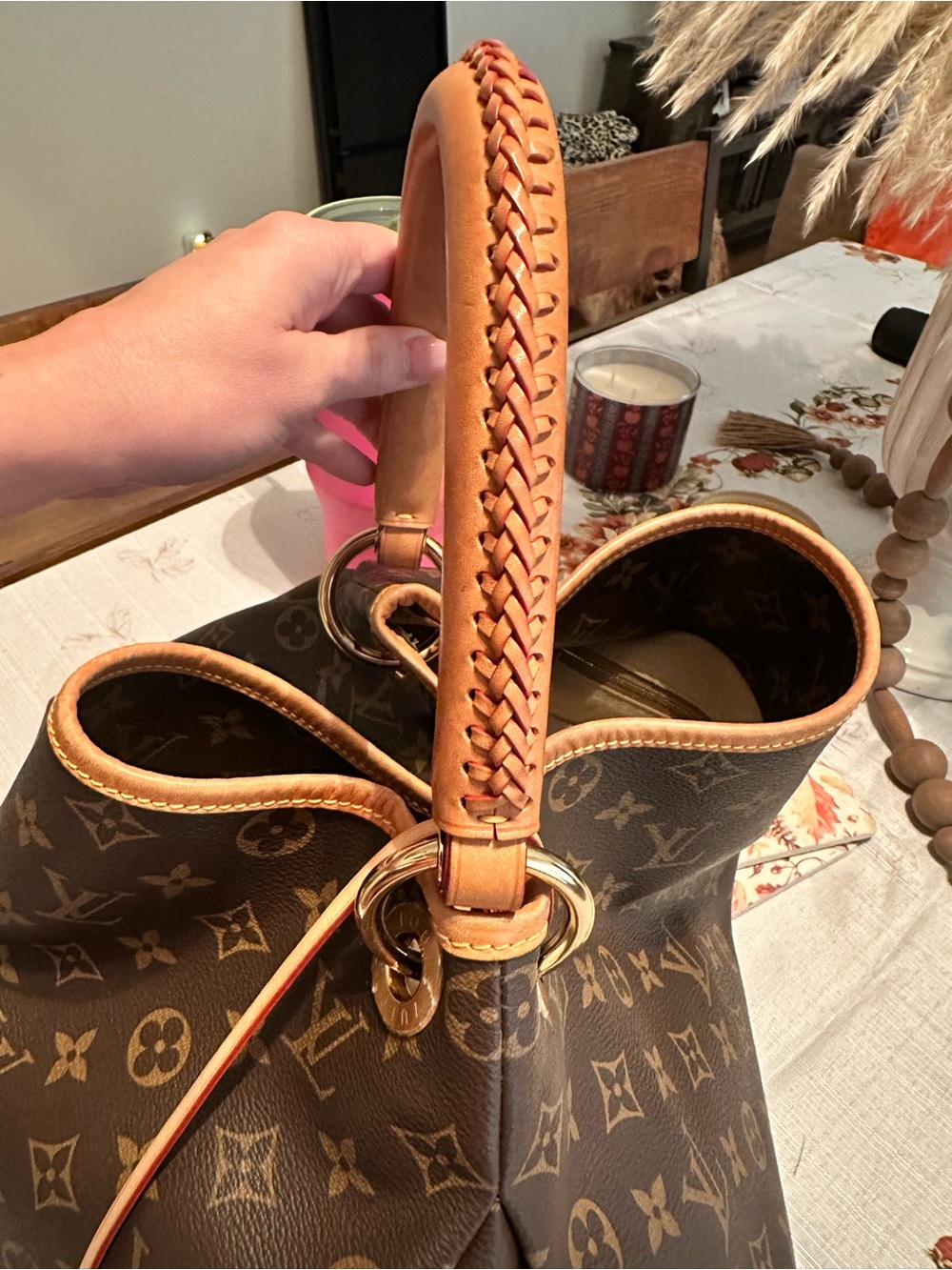 Authentic Louis Vuitton Monogram Canvas Hobo Shoulder Bag in Brown and Tan - Picture 10 of 12